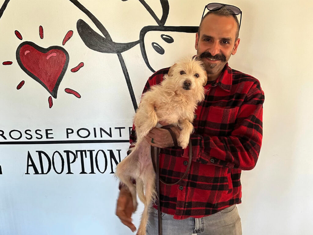 Mehrad Houman reunited with his lost dog at the Grosse Pointe Adoption Society