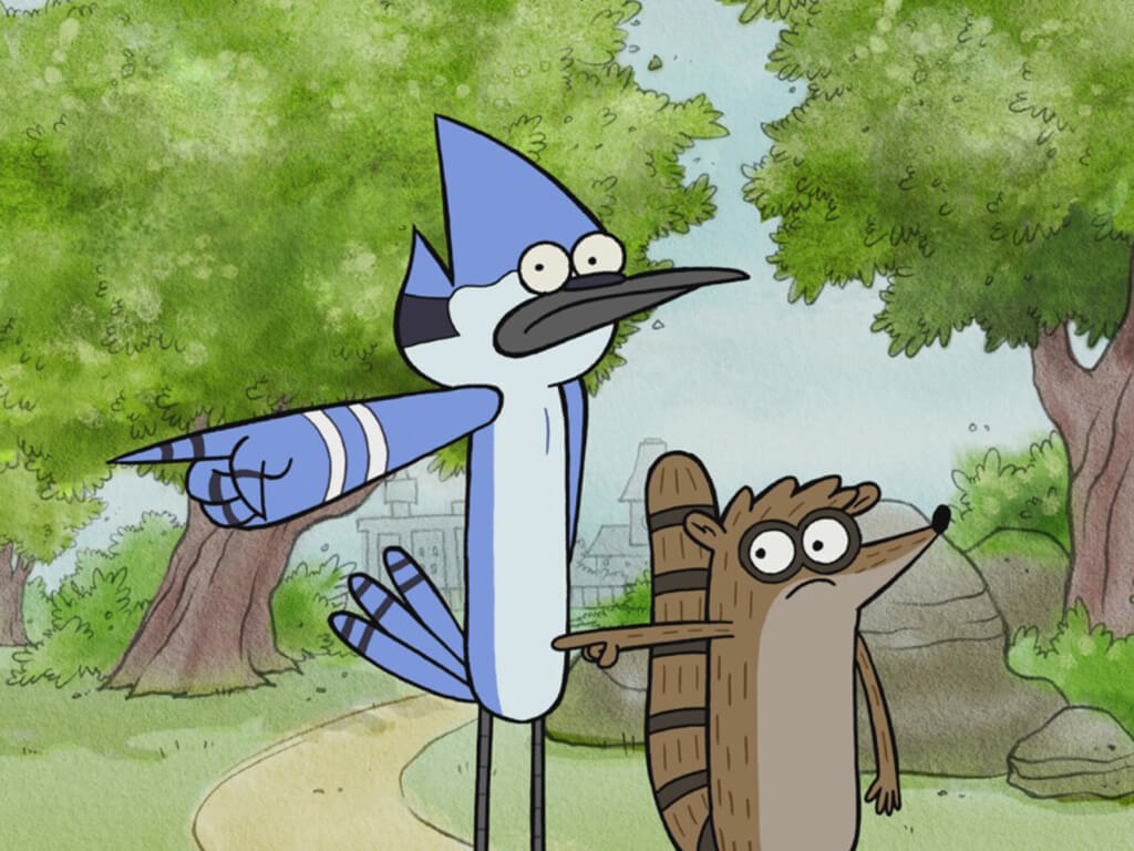 Mordecai from the cartoon Regular Show