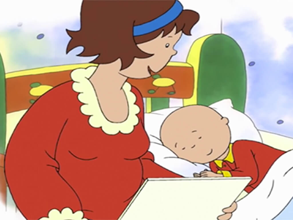 Calliou and his mom from the PBS Kids series